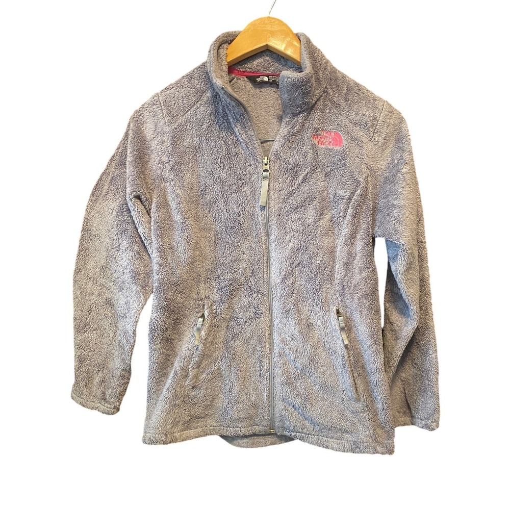 The North Face Fleece Jacket Girls Large 14 16 Gray Full Zip Logo Gorpcore Fall